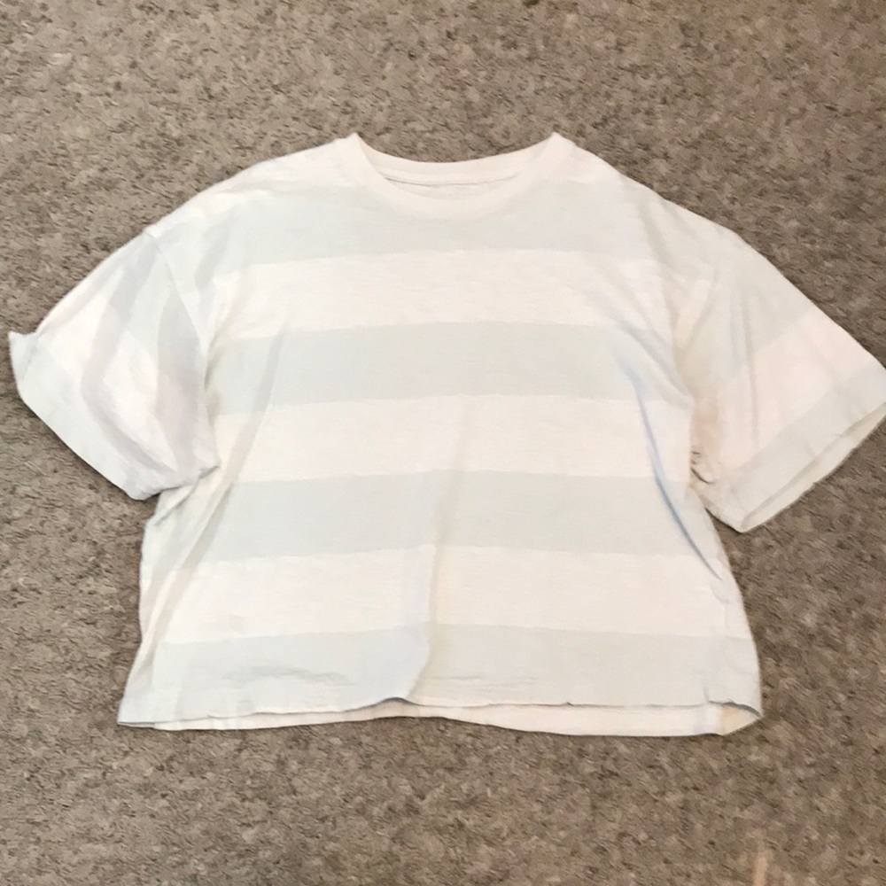 Universal Threads crop top with light green and white stripes